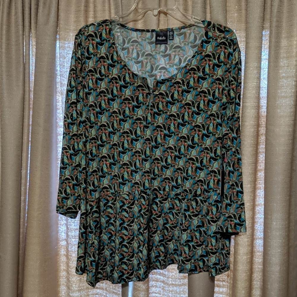 3/4 length sleeve multi colored blouse